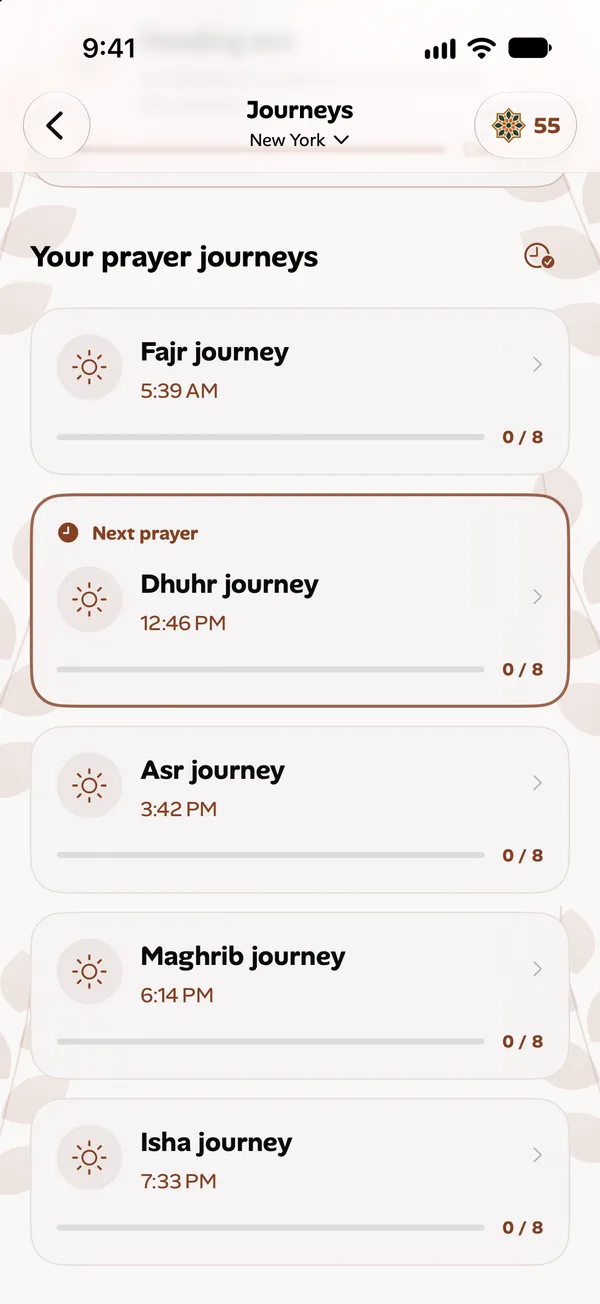 Location-based prayer times in Azkarify